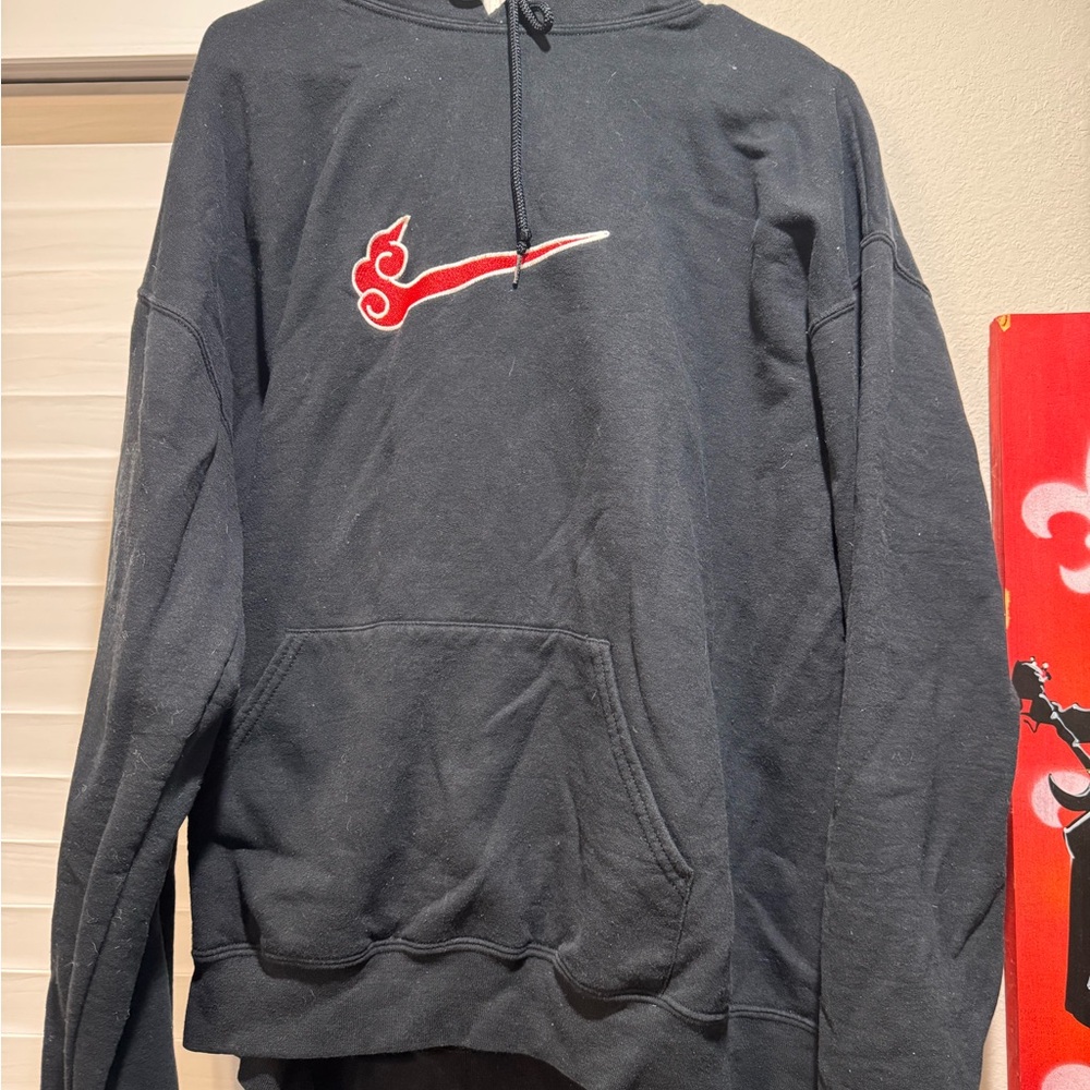 Jerzees Black Hoodie with Red Design